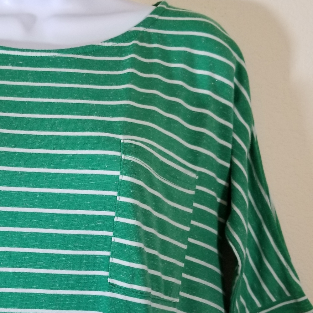 Umgee Oversized Kelly Green Striped Cotton Blend Dress w/ POCKETS, Size small - Picture 8 of 9